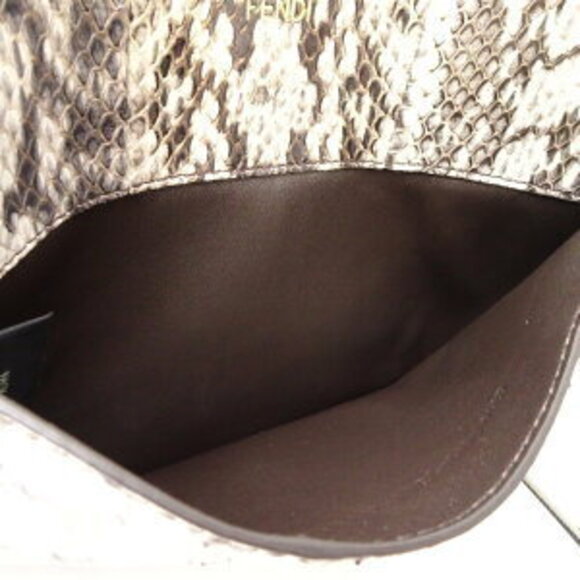 FENDI Accessory Pocket Peekaboo Python Calf Leather Beige Tan Brown main image 0